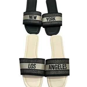 NWT FOREVER 21 Womens Los Angeles New York Slide Sandals Size 10
